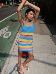 Tammy Dress in Blue Multistripe