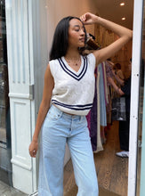 Load image into Gallery viewer, Varsity Cable Knit in White Navy
