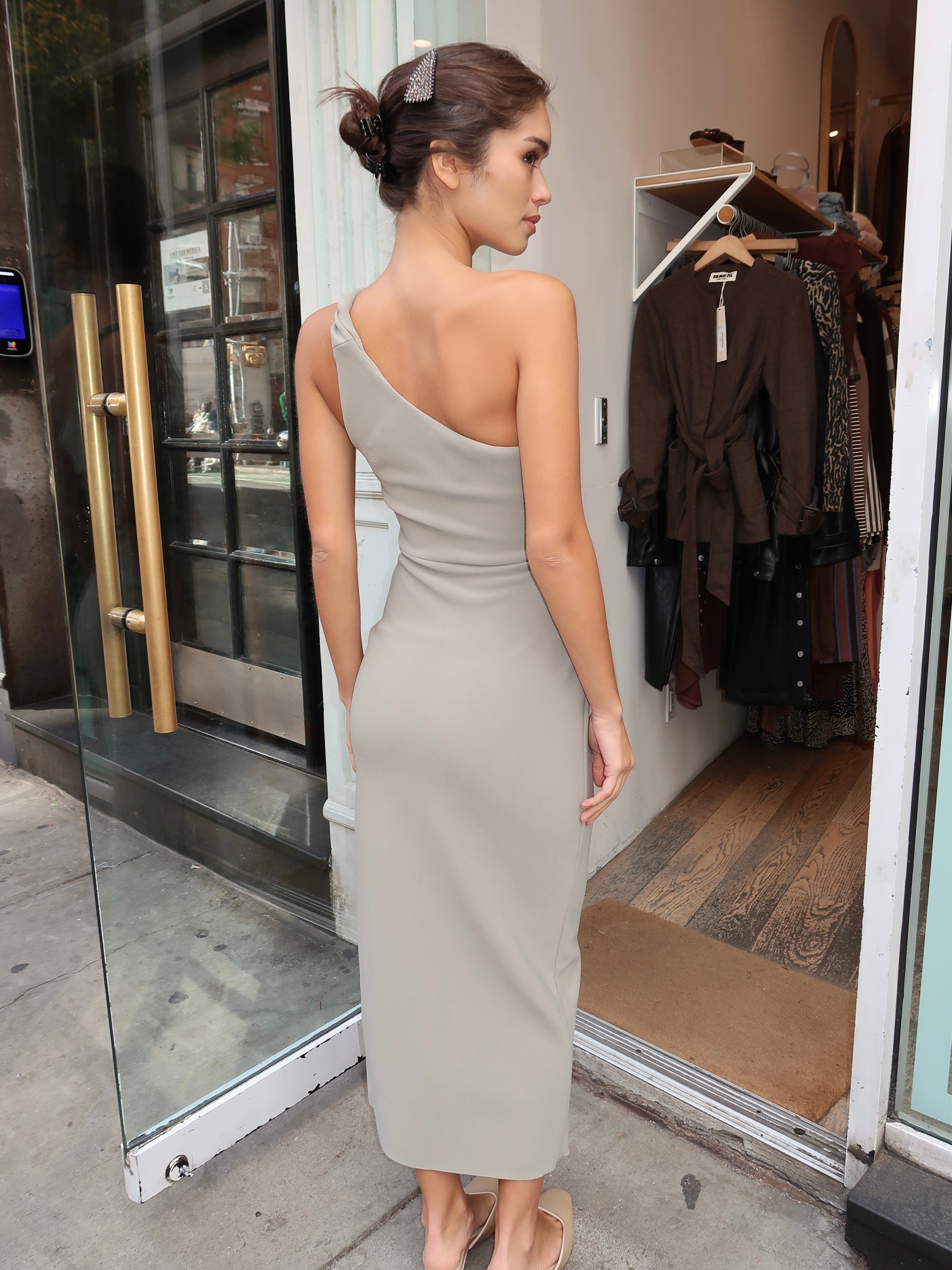 Ariven Asym Midi Dress in Sage