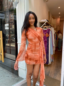 The Henri Dress in Tangerine Tie Dye