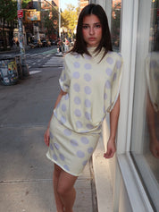 Ornament Mini Dress in Stone Polka