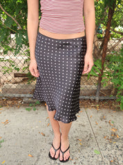 Satin Paloma Skirt in Black Micro Dot