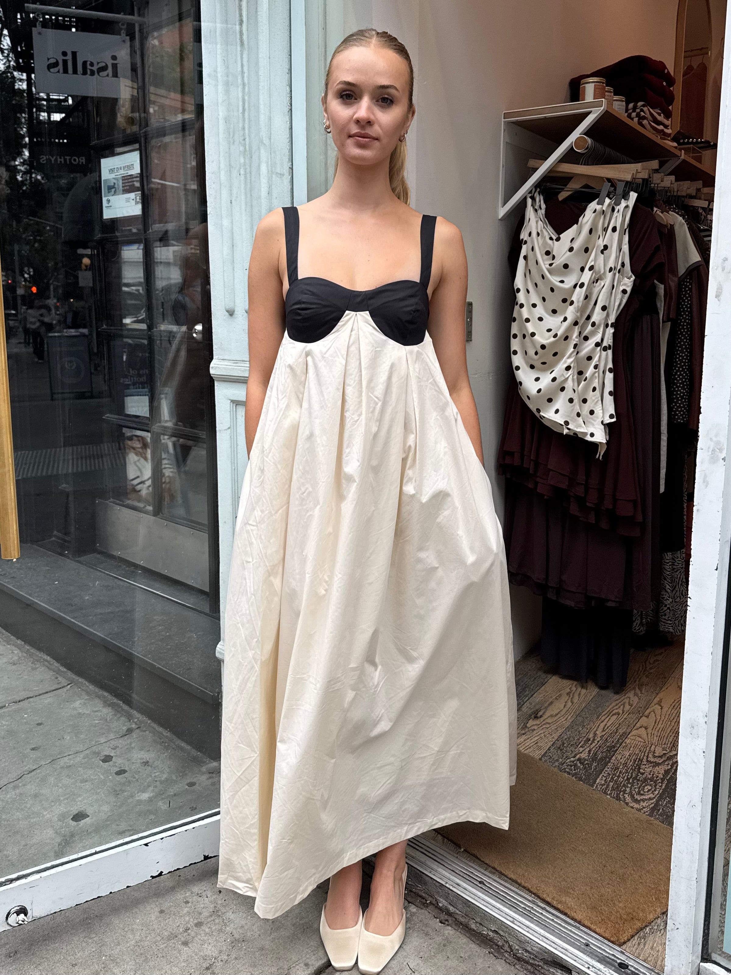 Cadence Tie Back Maxi Dress in Sea Salt