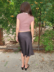 Satin Paloma Skirt in Black Micro Dot