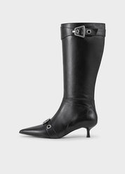 Lykke Pointed Heeled Boots in Black