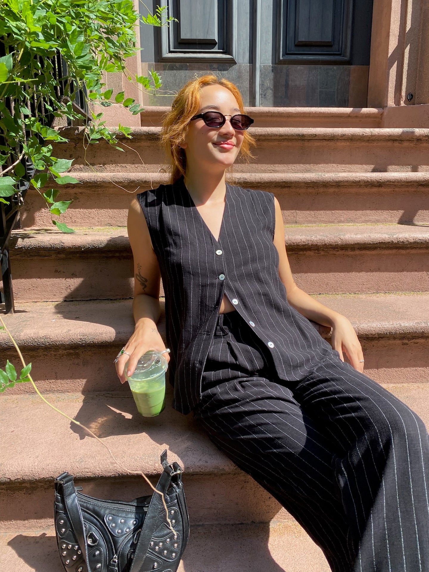 Pinstripe Vest in Jet