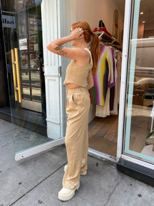 Twill Pleated Pant in Sand