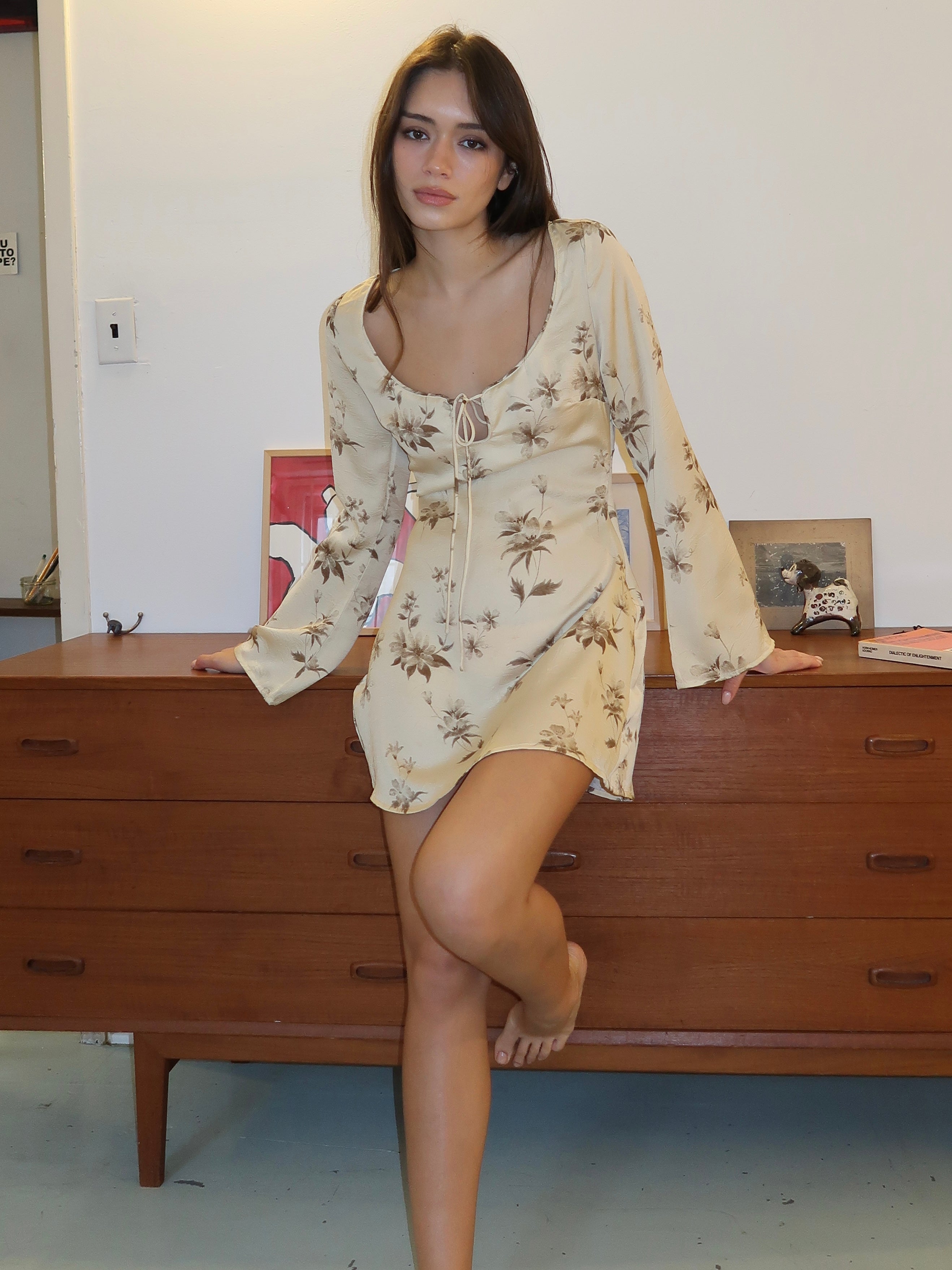 Primrose Long Sleeve Mini Dress in Buttercream