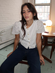 Salma Cap Sleeve Top in Vintage White