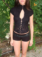 Mock Neck Top in Black