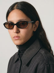 Noor Sunglasses in Transparent Mahogany/Blue Lens