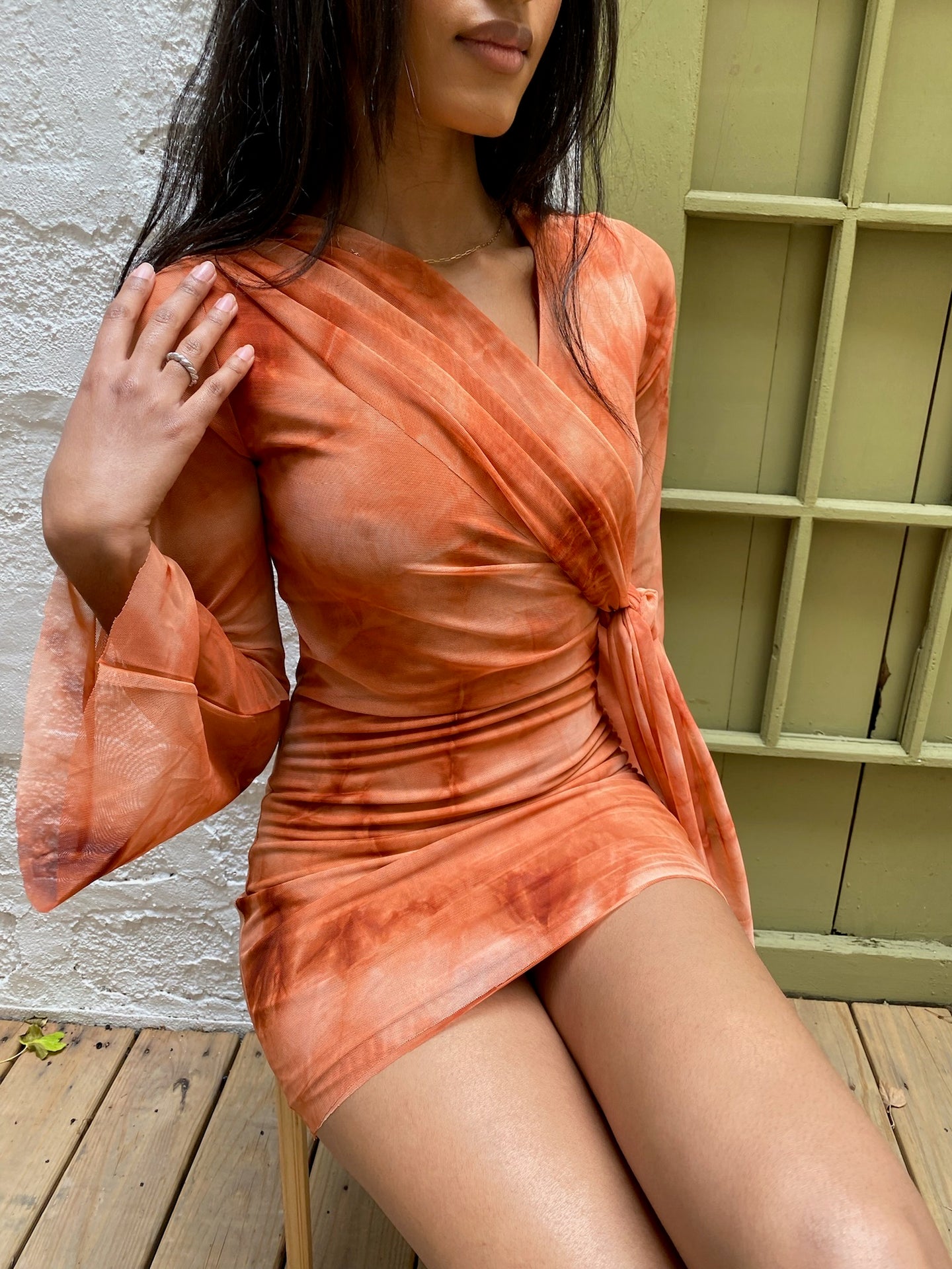 The Henri Dress in Tangerine Tie Dye