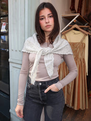 Mohair Pointelle Shawl in Ht.Grey