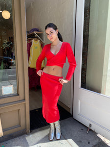 Valerie Skirt in Red Furry