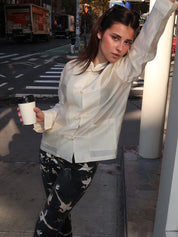 Mattea Frog Clasp Shirt in Cream