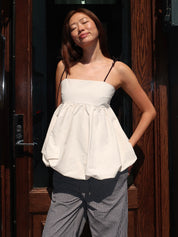 Lily Bubble Spaghettie Strap Tank in White