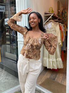 Klaire Top in Paisley Printed Chiffon