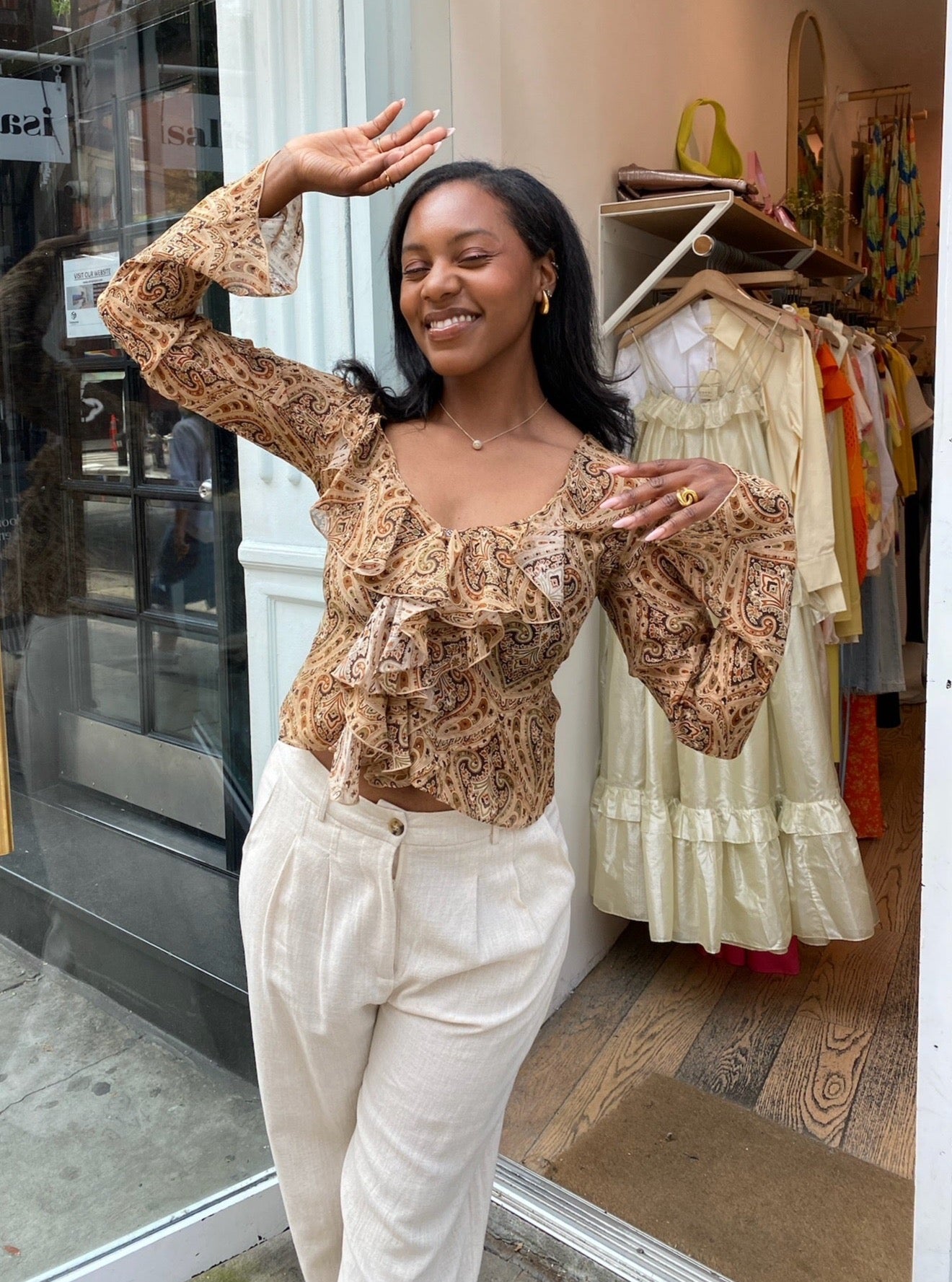 Klaire Top in Paisley Printed Chiffon