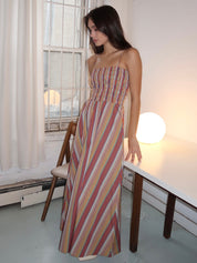 Anniken Maxi Dress in Agua Stripe Mustard