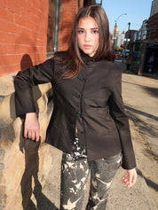 Lynn Frog Clasp Blazer Top in Black