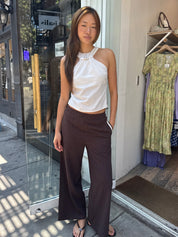 Dorothea Pinstripe Pants in Woven Brown