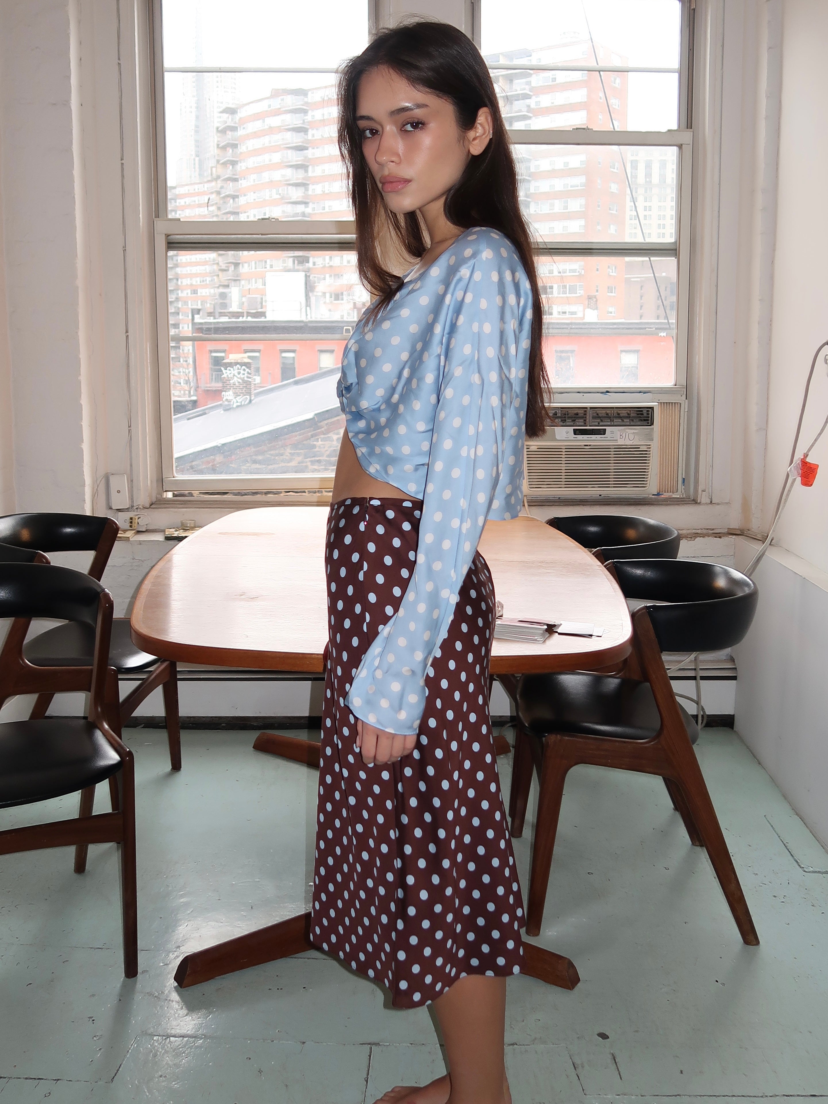 Leo Skirt in Chocolate Polka Dot