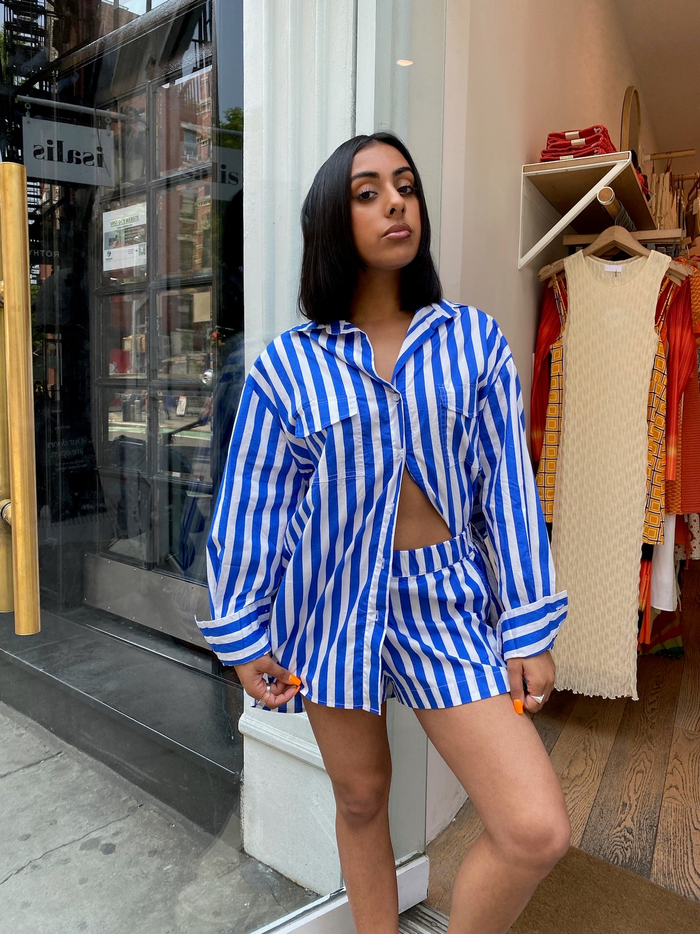 Tyde Shirt in Bayou Stripe Cobalt