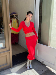Valerie Skirt in Red Furry