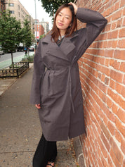 Technical Cotton Cocoon Coat in Iron Glaze