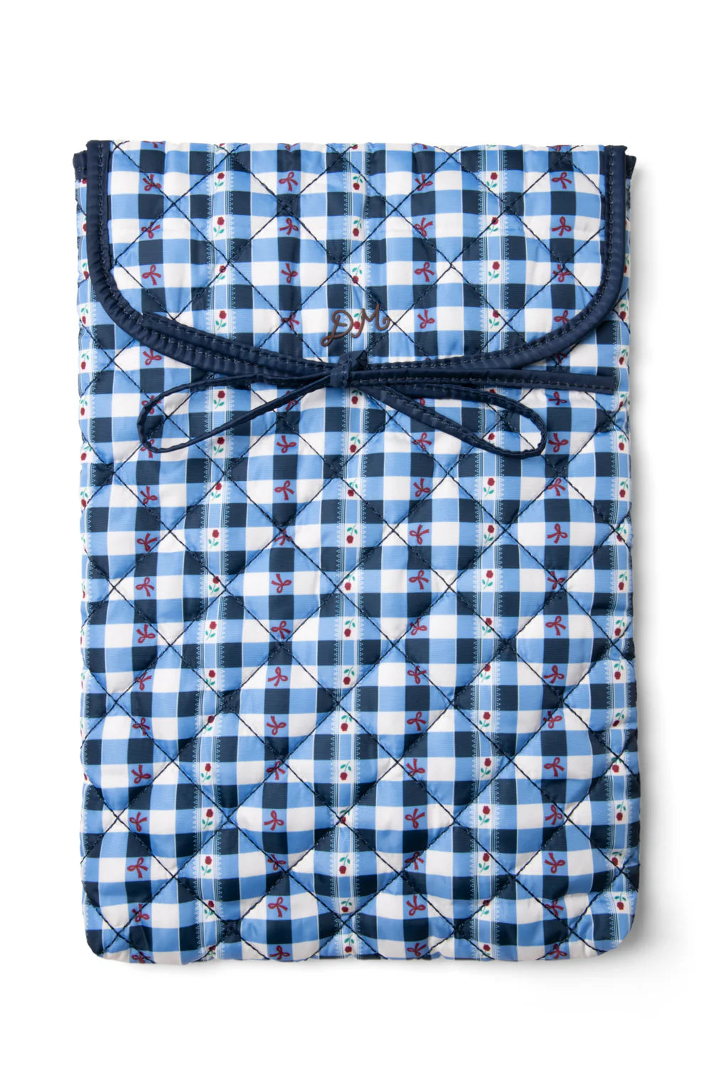 Bow Laptop Bag in Navy Margot Gingham