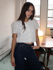 Salma Cap Sleeve Top in Vintage White