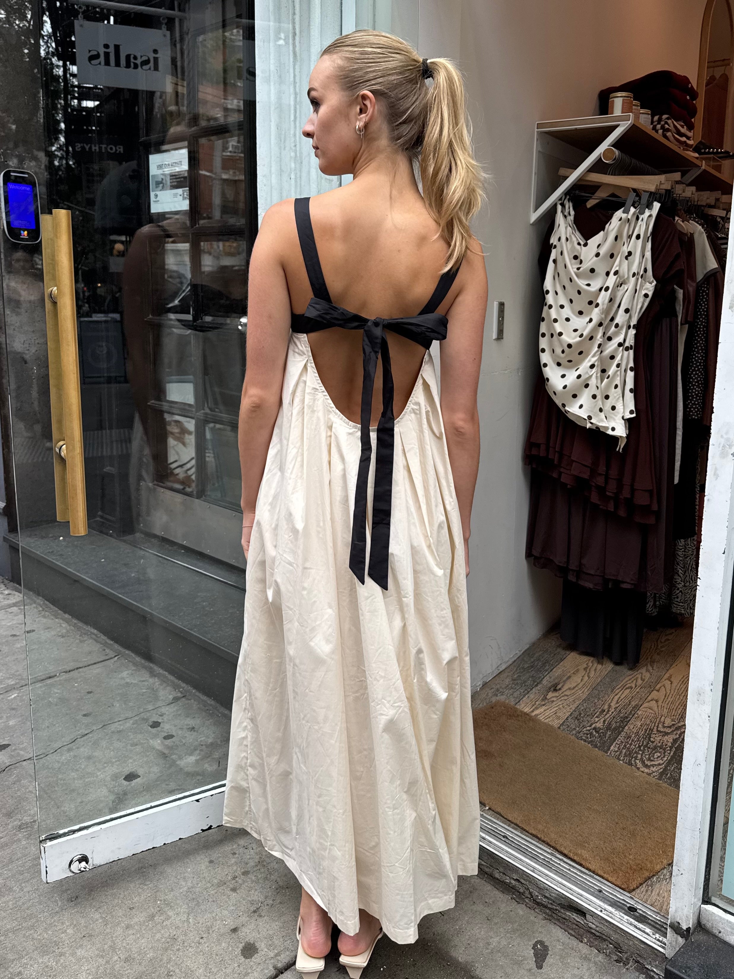 Cadence Tie Back Maxi Dress in Sea Salt