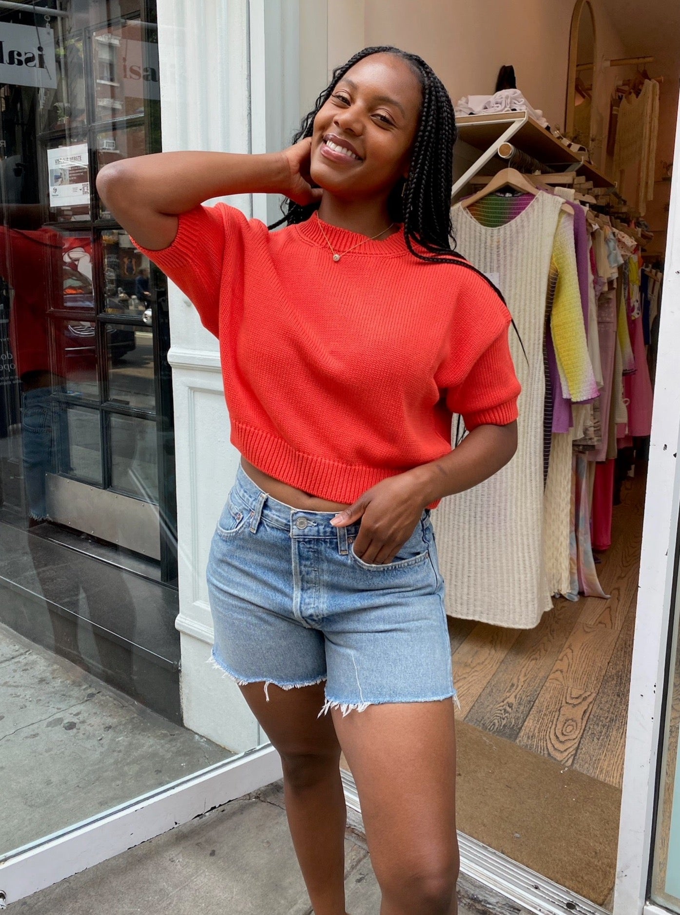 Pattie Knit Top in Red