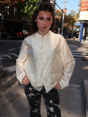 Mattea Frog Clasp Shirt in Cream
