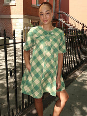 Bridget Mini Dress in Green Butter Gingham Multi