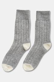 Cashmere Blend Classic Socks in Grey Melange