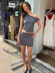 Geneva Top + Mini Skirt Set in Ash
