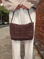 Suede Woven Envelope Mini Tote in Coffee