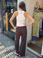 Dorothea Pinstripe Pants in Woven Brown