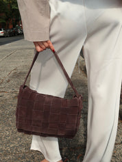 Suede Woven Envelope Mini Tote in Coffee
