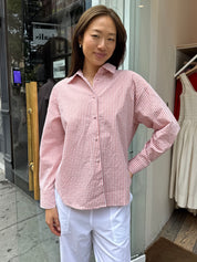 Yulissa Button Down Long Sleeve in Tomato Gingham