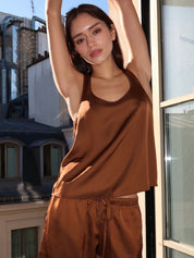 Mikayla Tank Top in Brown