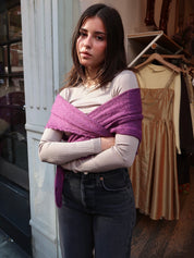 Mohair Pointelle Shawl in Purple
