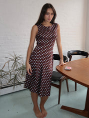 Leo Dress in Chocolate Polka Dot