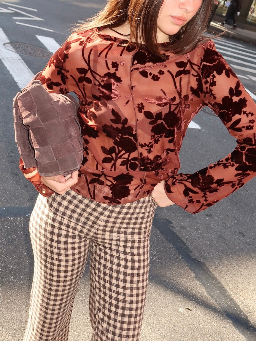 Jazy Long Sleeve in Flocked Plum