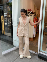 Load image into Gallery viewer, Jill Pinstripe Trousers in Taupe
