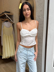 Dunkle Tank Top in Off-White Polka Dot