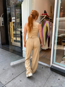 Twill Pleated Pant in Sand