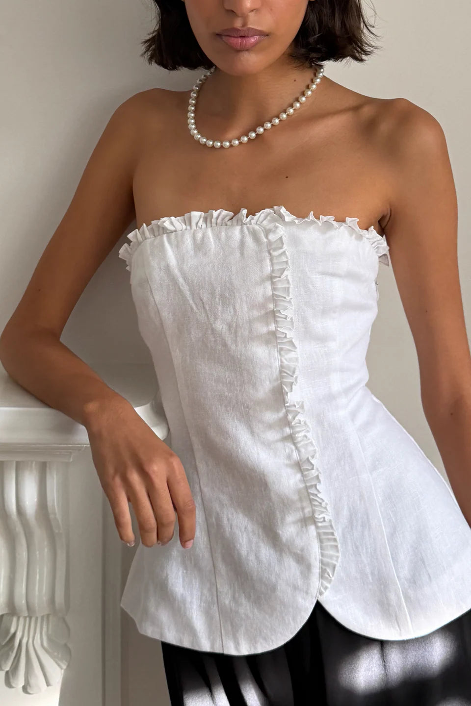 Florence Strapless Top in Linen
