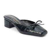 Geneva Heel in Black Croc